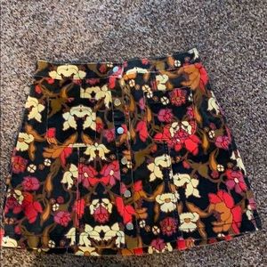 Urban outfitters corduroy floral button up skirt